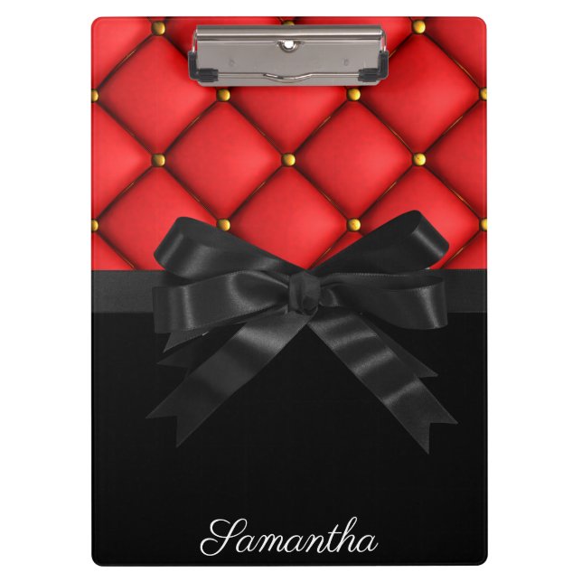 Cute Black Bow Clipboard (Front)