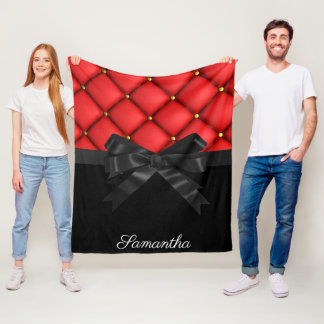 Cute Black Bow Fleece Blanket