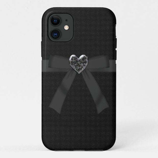 Cute Black Bow & Jewel Heart iPhone 5 Case (Back)