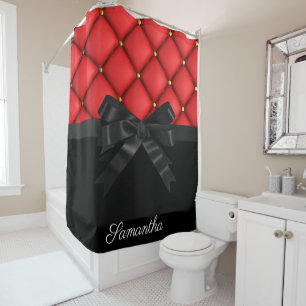Cute Black Bow Shower Curtain