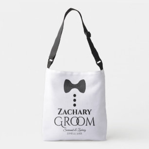 Cute Black Bow Tie & Buttons Groom's Wedding Crossbody Bag