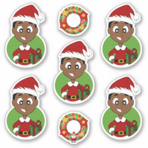 Cute black boy Christmas Sticker