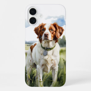CUTE BLACK BRITTANY SPANIEL PUPPY DOG iPhone 16 PLUS CASE