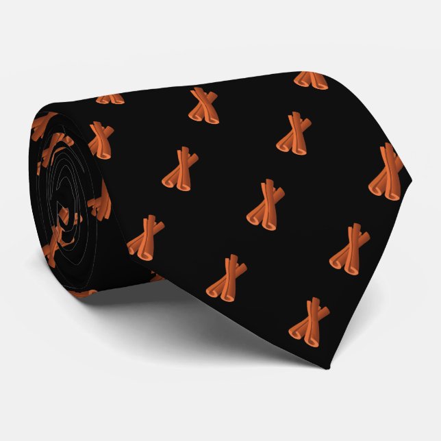 Cute Black Brown Cinnamon Stick Seamless Pattern Tie (Rolled)