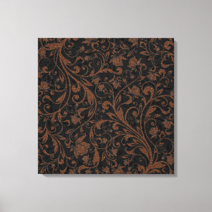 Cute black brown tiger floral pattern canvas print