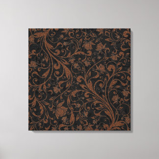 Cute black brown tiger floral pattern canvas print