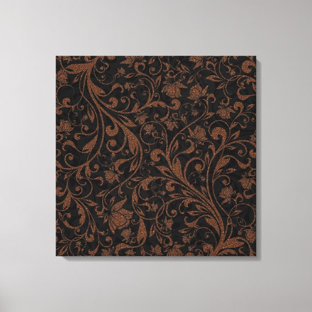 Cute black brown tiger floral pattern canvas print (Front)