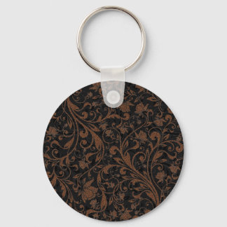 Cute black brown tiger floral pattern key ring