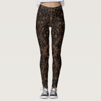 Cute black brown tiger floral pattern leggings