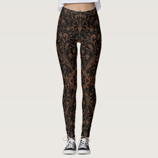 Cute black brown tiger floral pattern leggings