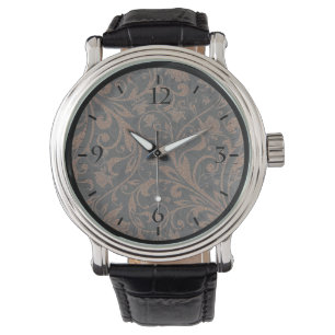 Cute black brown tiger floral pattern watch