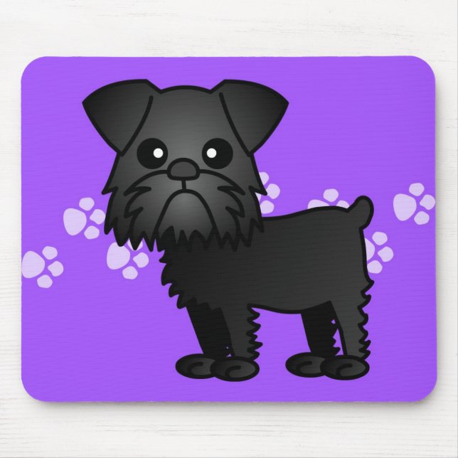 Cute Black Brussels Griffon Cartoon Mouse Mat (Front)