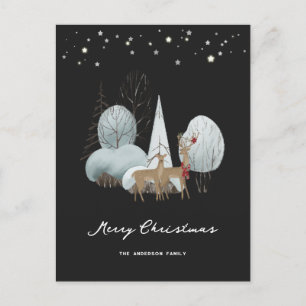 Cute Black Buck Doe Merry Christmas Holiday Postcard