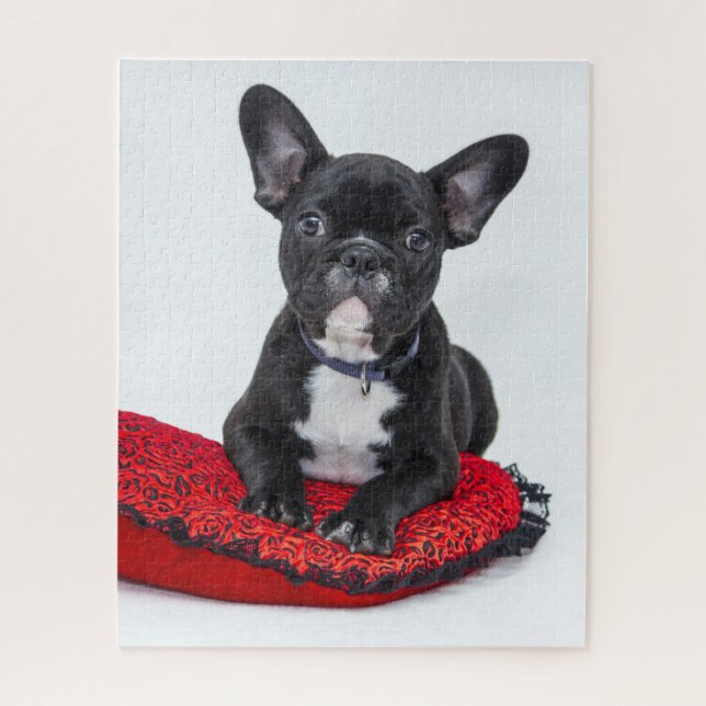 Cute Black BULLDOG Puppy Customisable Jigsaw Puzzle (Vertical)