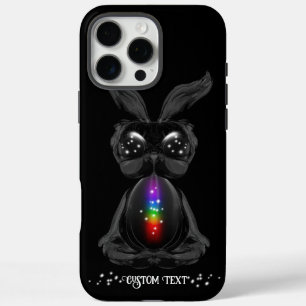 Cute Black Bunny with Chakra Rainbow Soul iPhone 16 Pro Max Case