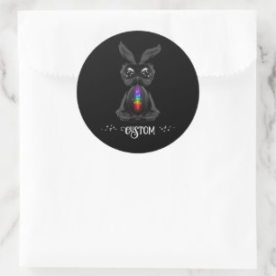 Cute Black Bunny with Chakra Rainbow Soul Classic Round Sticker
