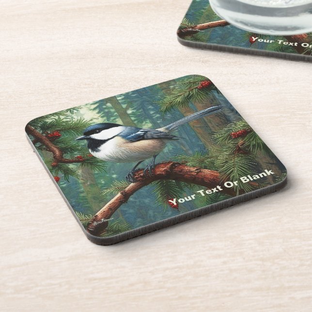 Cute Black-Capped Chickadee Coaster (Left Side)