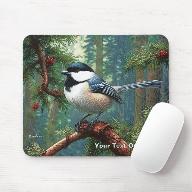 Cute Black-Capped Chickadee Mouse Mat (With Mouse)