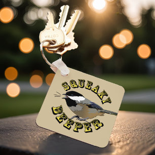 Cute Black Capped Chickadee Squeaky Beeper Bird Key Ring