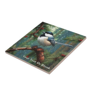 Cute Black-Capped Chickadee Tile