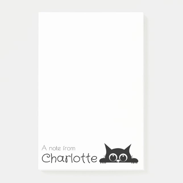 Cute black cartoon cat name post-it notes (Front)