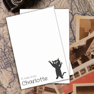 Cute black cartoon cat name post-it notes