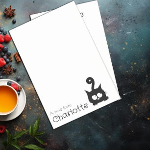 Cute black cartoon cat name post-it notes