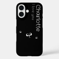 Cute black cartoon cats name charcoal Case-Mate iP