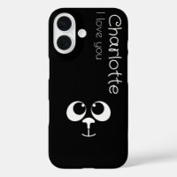 Cute black cartoon cats name charcoal Case-Mate iP