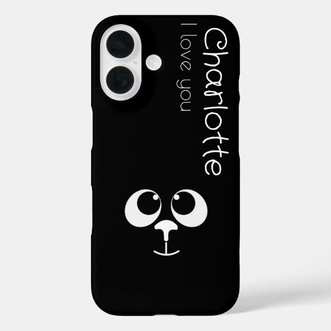 Cute black cartoon cats name charcoal Case-Mate iP iPhone Case (Back)