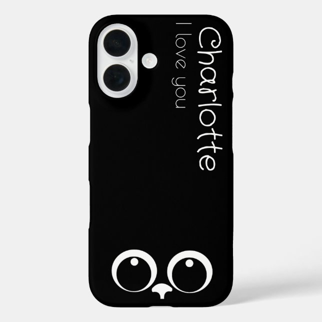 Cute black cartoon cats name charcoal Case-Mate iPhone case (Back)