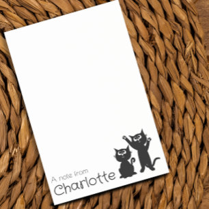Cute black cartoon cats name post-it notes