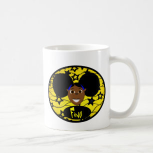 Cute Black Cartoon Girl Fino Coffee Mug