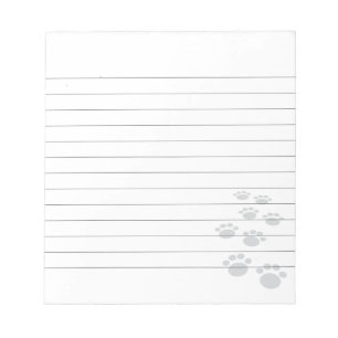 Cute Black Cartoon Pet Paw Trail Lined Notepad