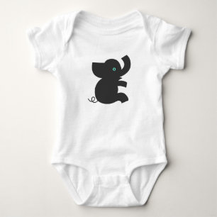 Cute Black Cartoon Style Elephant Baby Bodysuit
