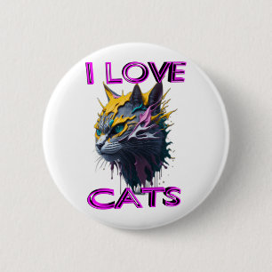 Cute black cat 1 6 cm round badge
