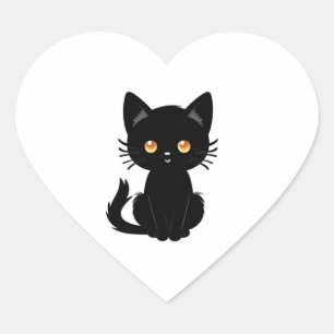 Cute Black cat 2 Heart Sticker