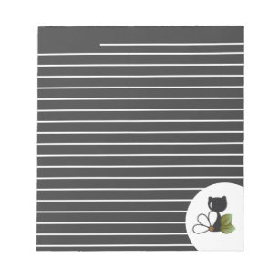Cute Black Cat and flower – Personalised Notepad