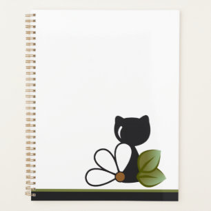 Cute Black Cat and flower – Personalised Planner
