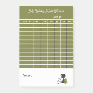 Cute Black Cat and flower – Personalised Post-it Notes