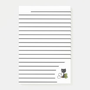 Cute Black Cat and flower – Personalised Post-it Notes