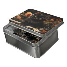 Cute Black Cat and Flowers