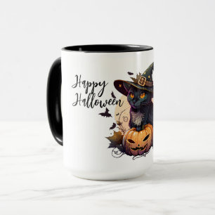 Cute Black Cat and Jack-o-lantern Mug