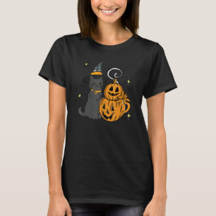 Cute Black Cat And Pumpkin Face Halloween Trendy C T-Shirt