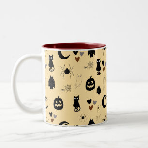 Cute Black Cat and Pumpkin Halloween Pattern Mug