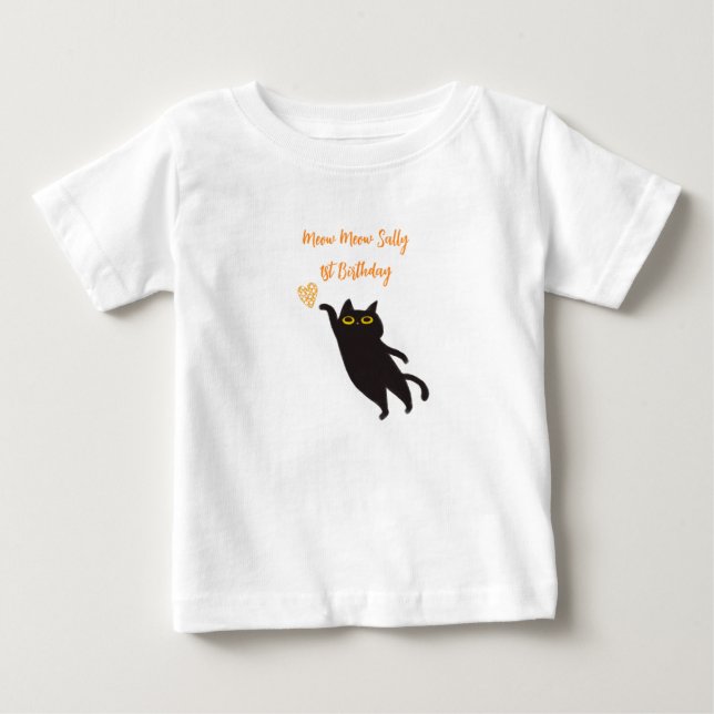 Cute Black Cat Baby T-Shirt (Front)
