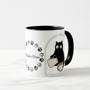 Cute Black Cat Barista Coffee Mug