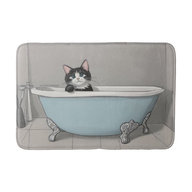 Cute Black Cat Bath Mat (Front)