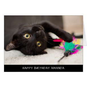 Cute Black Cat Birthday Card