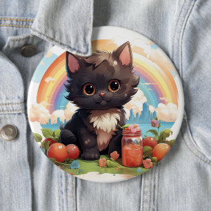 Cute black cat button